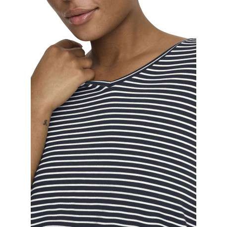 T-shirt marine à rayures avec une coupe ajustée et des manches 3/4 - Image 6