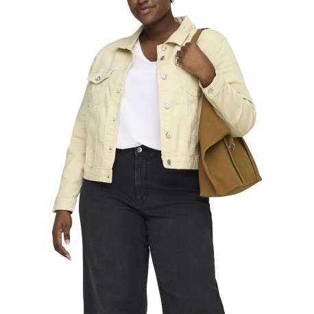 Blouson en coton mélangé écru uni avec une coupe ajustée et un col à revers - Image 4