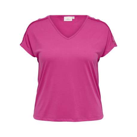 T-shirt rose uni avec une coupe ajustée et des manches courtes