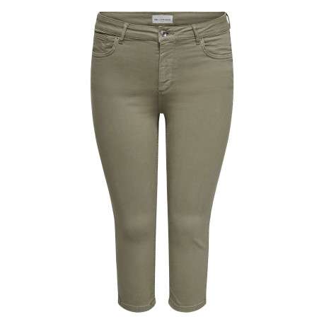 Pantalon en coton kaki uni avec une coupe slim et une taille intermédiaire