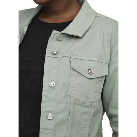 Blouson en coton biologique vert uni avec une coupe ajustée - Image 3