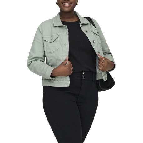 Blouson en coton biologique vert uni avec une coupe ajustée - Image 4