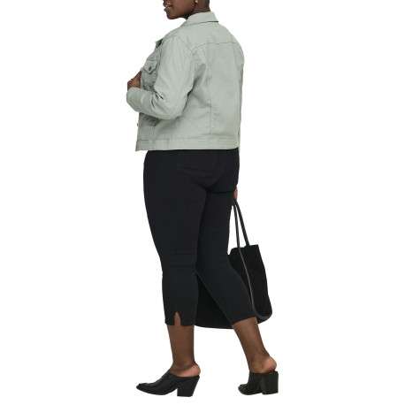 Blouson en coton biologique vert uni avec une coupe ajustée - Image 5