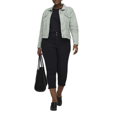 Blouson en coton biologique vert uni avec une coupe ajustée - Image 6