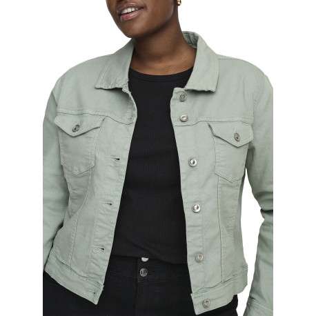 Blouson en coton biologique vert uni avec une coupe ajustée - Image 7