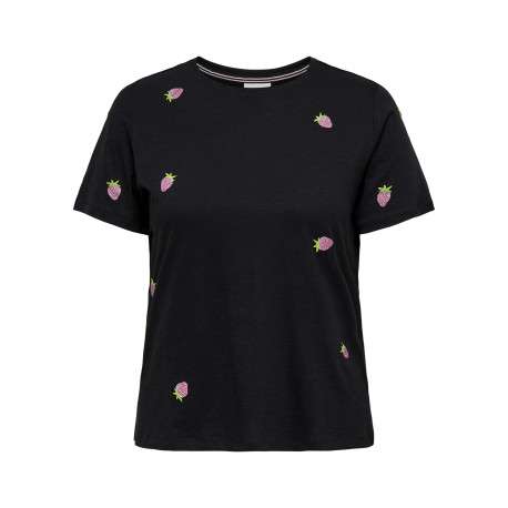 T-shirt en coton biologique noir uni avec une coupe ajustée et un col rond