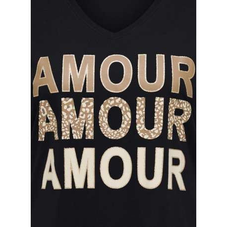 T-shirt en coton biologique noir avec un imprimé et une coupe ajustée - Image 3