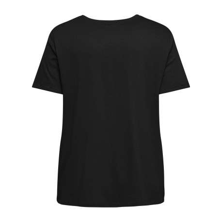 T-shirt noir uni avec une coupe ajustée un col v et des manches courtes - Image 2