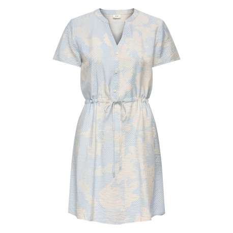 Robe courte ciel floral avec une coupe ajustée et un col tunisien
