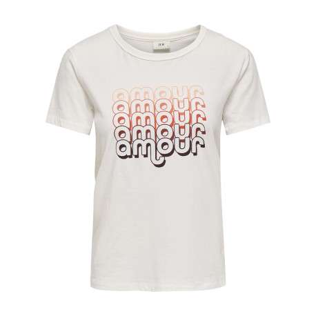 T-shirt en coton blanc imprimé avec une coupe droite et un col rond