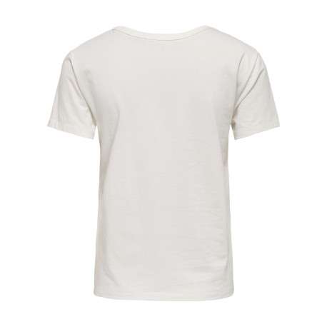 T-shirt en coton blanc imprimé avec une coupe droite et un col rond - Image 2