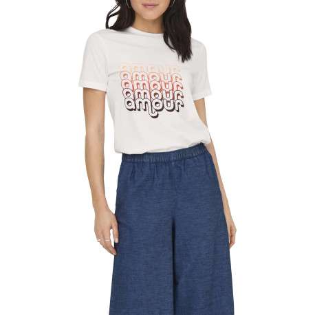 T-shirt en coton blanc imprimé avec une coupe droite et un col rond - Image 3