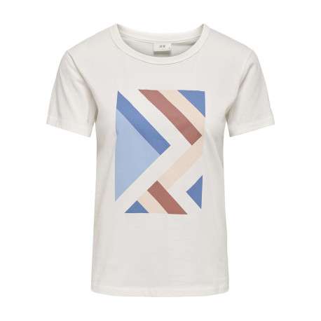 T-shirt en coton blanc imprimé avec une coupe droite et un col rond