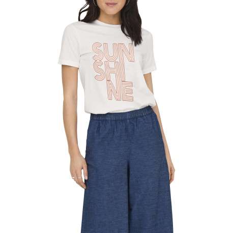 T-shirt en coton blanc imprimé avec une coupe droite et un col rond - Image 3