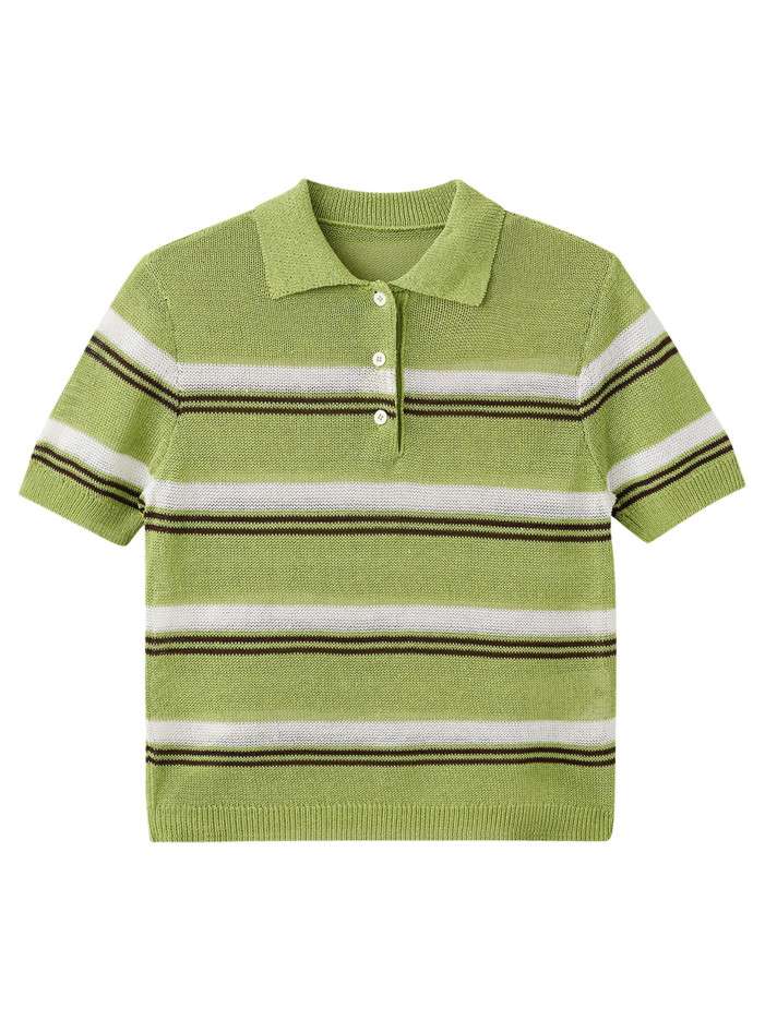 Polo vert à rayures avec...