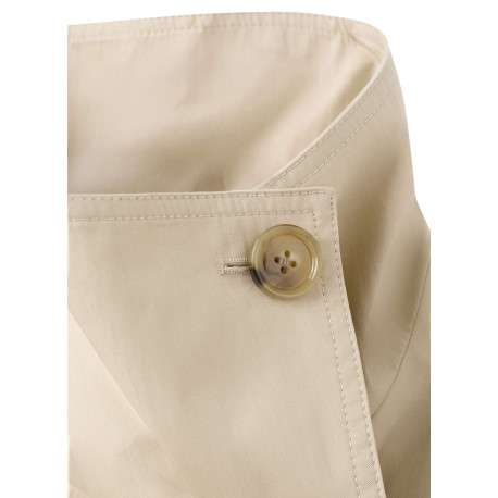 Blouson beige uni avec une coupe cropped et un col montant boutonné - Image 4