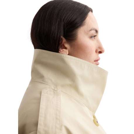 Blouson beige uni avec une coupe cropped et un col montant boutonné - Image 6