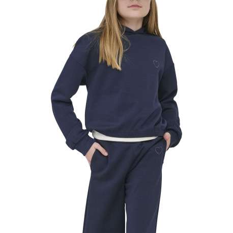 Sweat marine uni pourvu d'une coupe droite et d'une capuche - Image 5