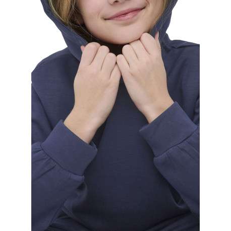 Sweat marine uni pourvu d'une coupe droite et d'une capuche - Image 6
