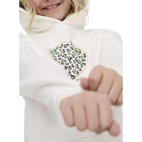 Sweat en coton mélangé blanc uni pourvu d'une coupe droite et d'une capuche - Image 6