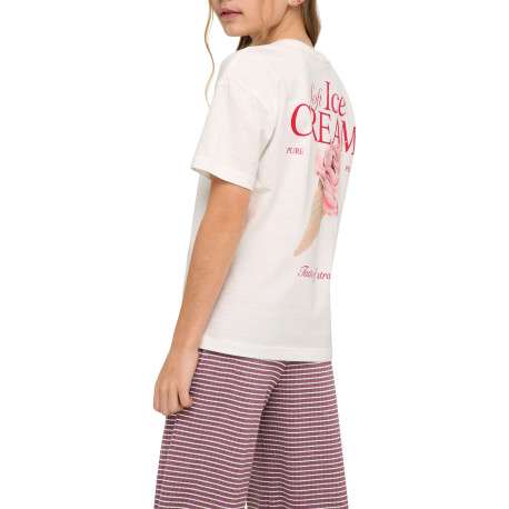T-shirt en coton biologique blanc uni pourvu d'une coupe droite et d'un col rond - Image 4