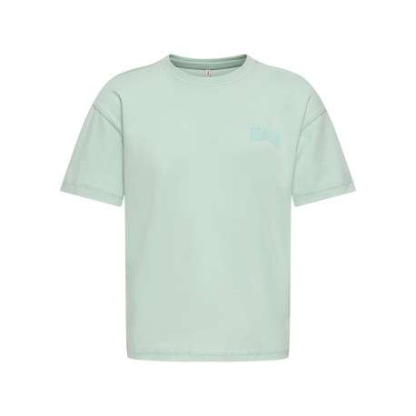T-shirt en coton biologique vert d'eau uni pourvu d'un col rond