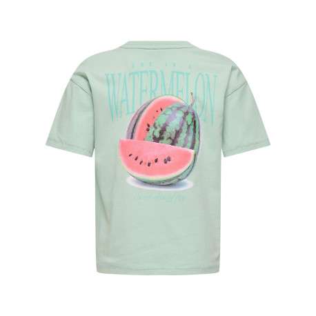 T-shirt en coton biologique vert d'eau uni pourvu d'un col rond - Image 2