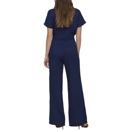 Pantalon chino en coton marine uni pourvu d'une taille élastiquée - Image 4
