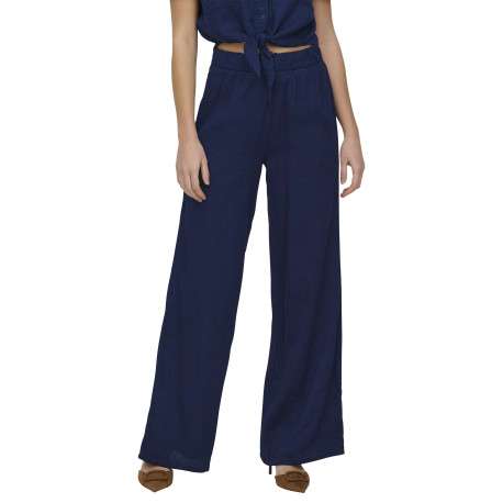 Pantalon chino en coton marine uni pourvu d'une taille élastiquée - Image 5
