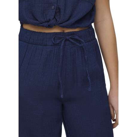 Pantalon chino en coton marine uni pourvu d'une taille élastiquée - Image 6