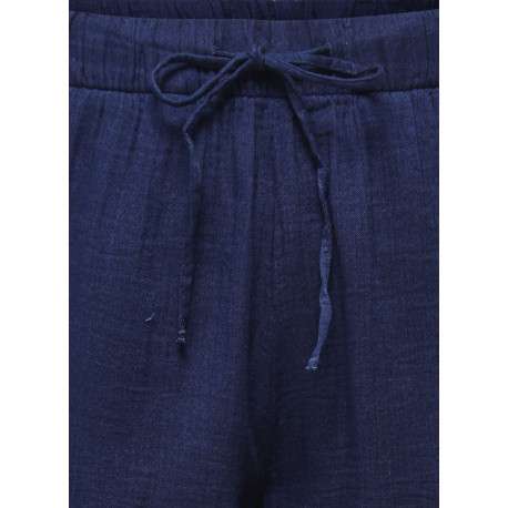 Pantalon chino en coton marine uni pourvu d'une taille élastiquée - Image 7