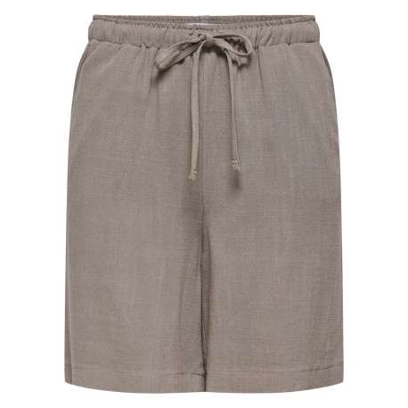 Short jogging taupe uni pourvu d'une taille élastiquée et d'une coupe longue