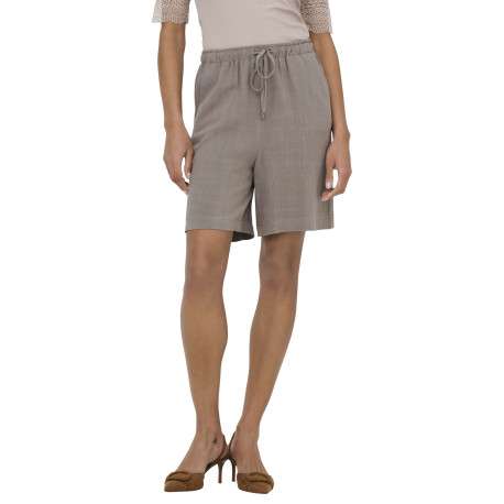 Short jogging taupe uni pourvu d'une taille élastiquée et d'une coupe longue - Image 5
