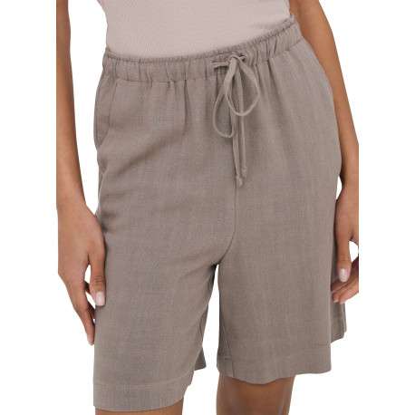 Short jogging taupe uni pourvu d'une taille élastiquée et d'une coupe longue - Image 6