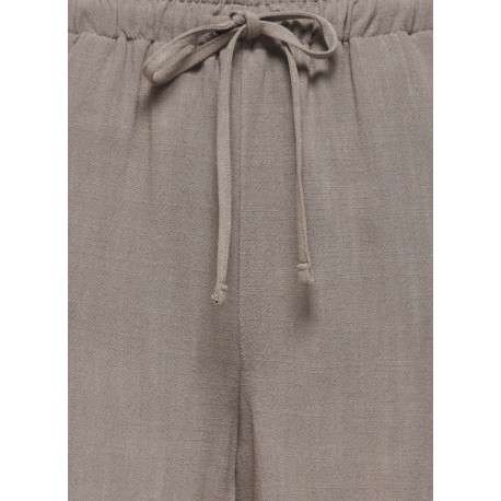 Short jogging taupe uni pourvu d'une taille élastiquée et d'une coupe longue - Image 7