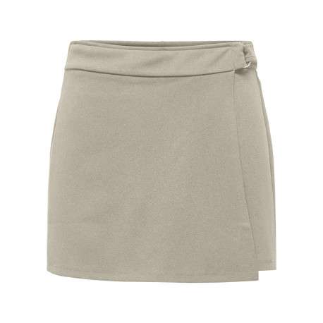 Jupe-short beige unie pourvue d'une coupe droite et d'une taille élastiquée