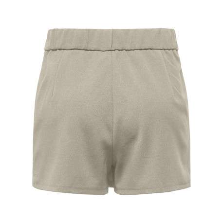 Jupe-short beige unie pourvue d'une coupe droite et d'une taille élastiquée - Image 2