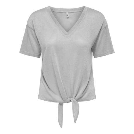 T-shirt gris uni pourvu d'une coupe droite et de manches courtes