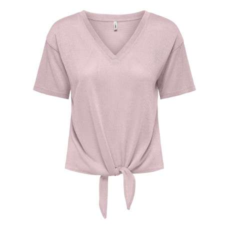 T-shirt rose uni pourvu d'une coupe droite et de manches courtes