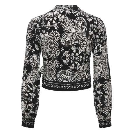 Chemisier en coton noir à motifs pourvu d'une coupe cintrée - Image 2