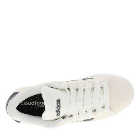 Baskets tennis blanches en cuir avec un talon plat et des lacets - Image 4