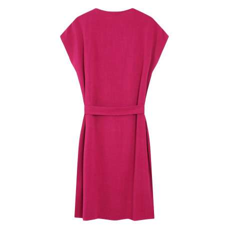 Robe courte rose unie avec une coupe droite et des manches courtes - Image 2