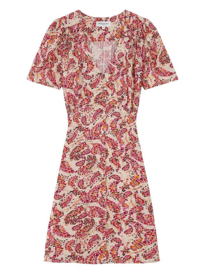 Robe courte corail avec des...