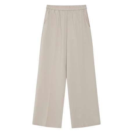 Pantalon chino écru uni avec une coupe droite et une taille élastiquée