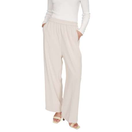 Pantalon chino écru uni avec une coupe droite et une taille élastiquée - Image 4