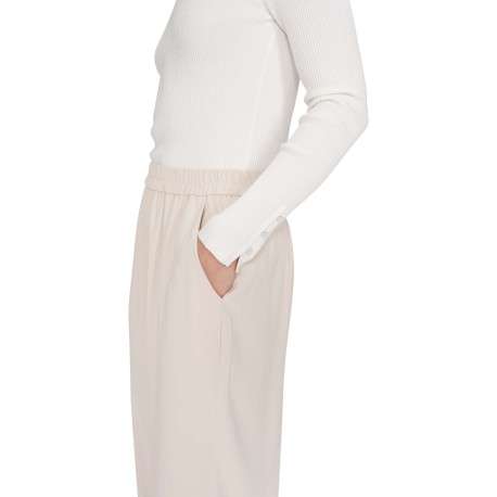 Pantalon chino écru uni avec une coupe droite et une taille élastiquée - Image 5