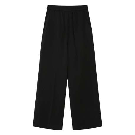 Pantalon chino noir uni avec une coupe droite et une taille élastiquée