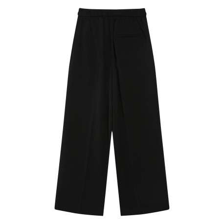 Pantalon chino noir uni avec une coupe droite et une taille élastiquée - Image 2