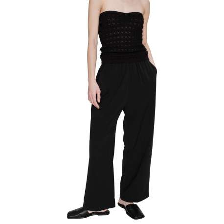 Pantalon chino noir uni avec une coupe droite et une taille élastiquée - Image 3