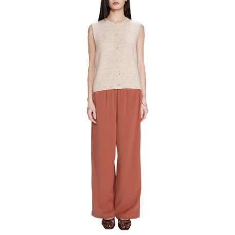 Pantalon chino brique uni avec une coupe droite et une taille élastiquée - Image 3